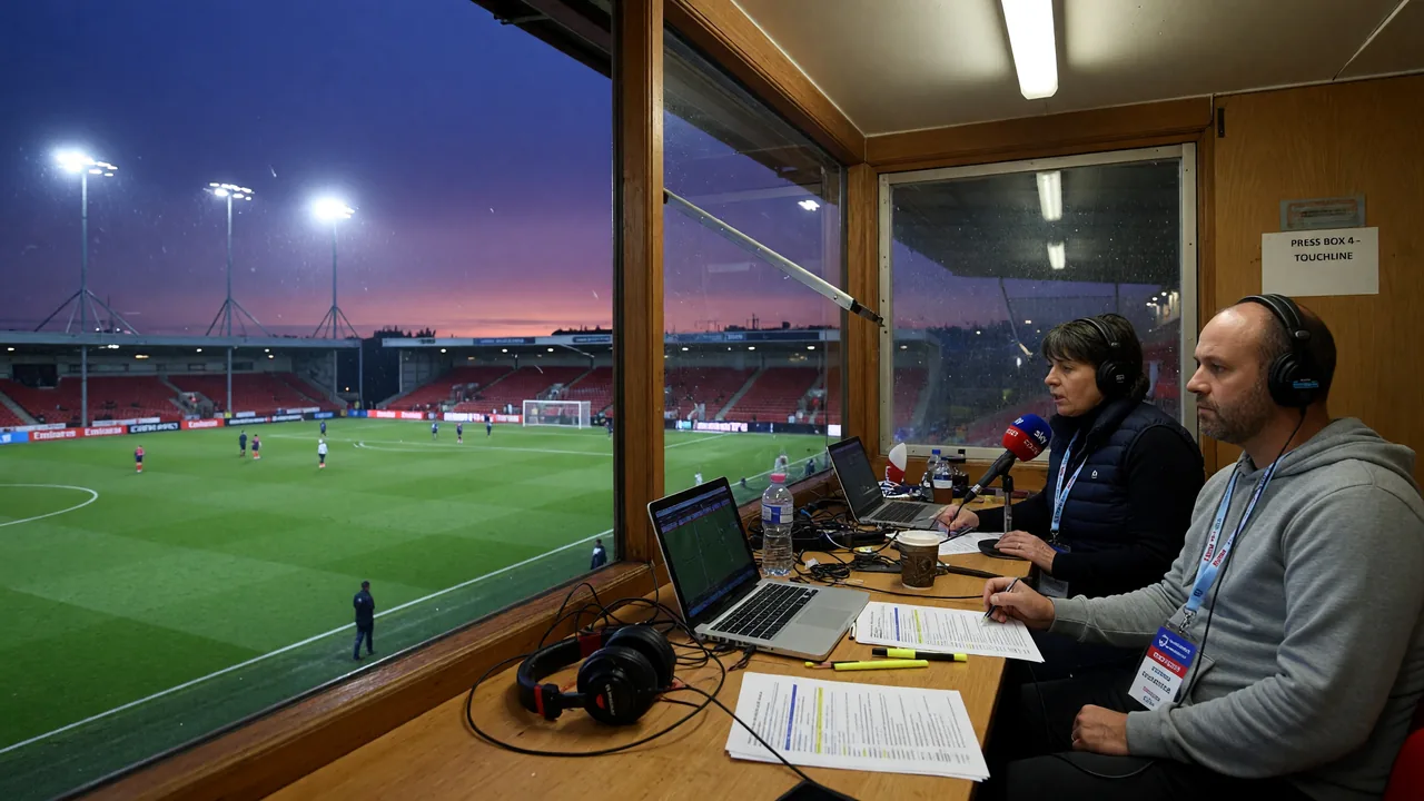 Football press action near the touchline