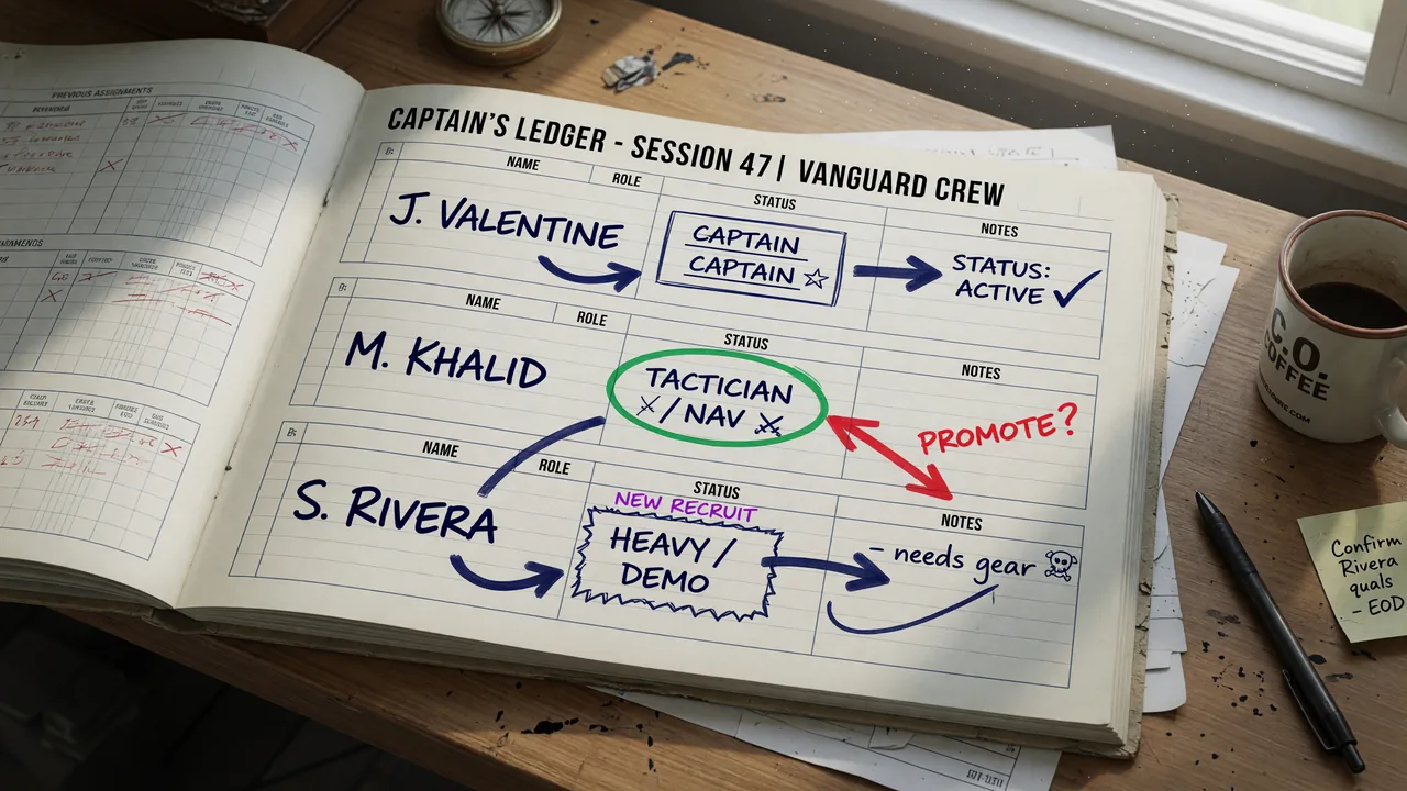 A press-box analyst with a printed scorebook open on the desk and the captain-multiplier math circled in red pen